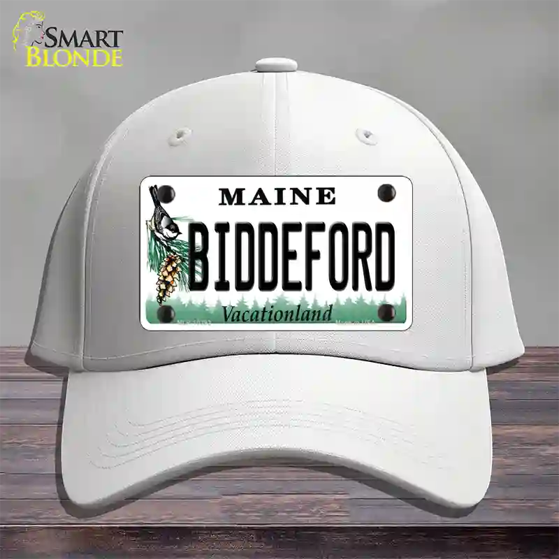 Biddeford Maine Novelty License Plate Hat Cotton / White