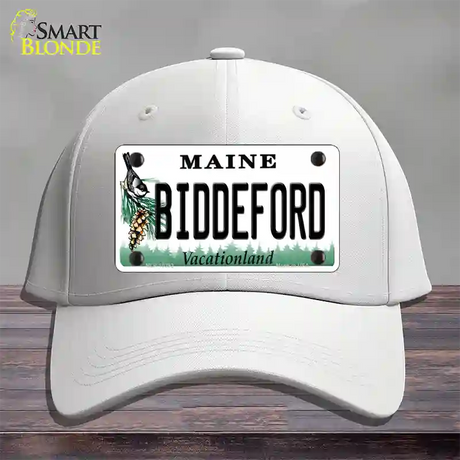 Biddeford Maine Novelty License Plate Hat Cotton / White