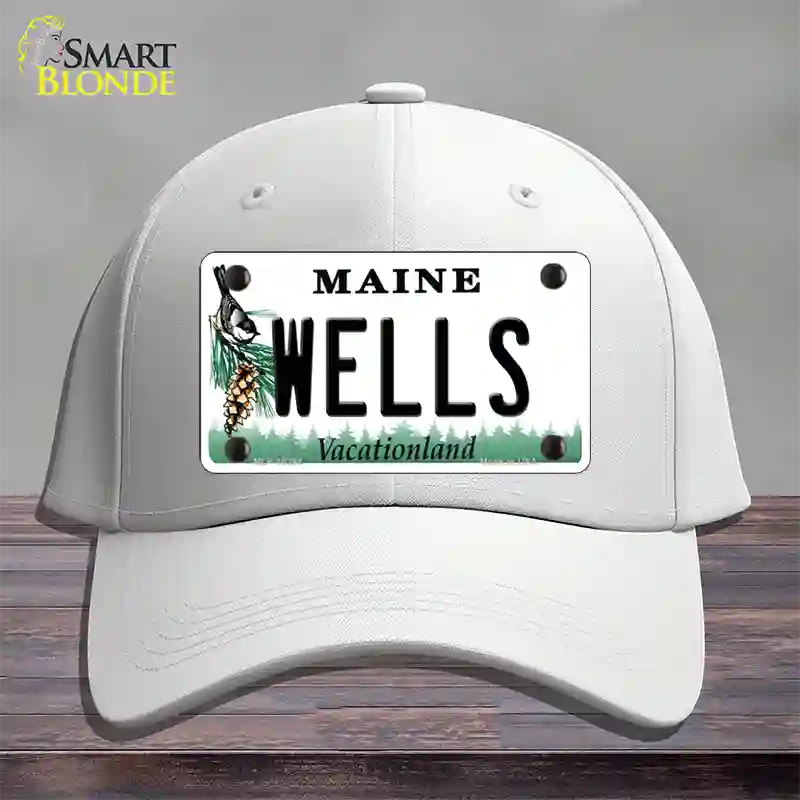 Wells Maine Novelty License Plate Hat Cotton / White