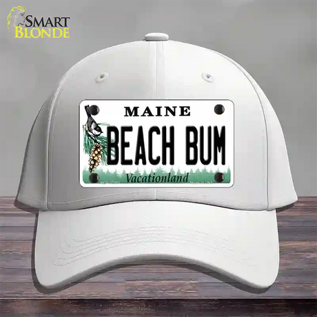 Beach Bum Maine Novelty License Plate Hat Cotton / White