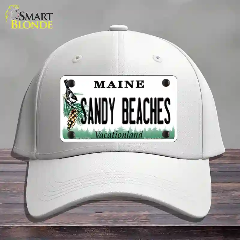 Sandy Beaches Maine Novelty License Plate Hat Cotton / White