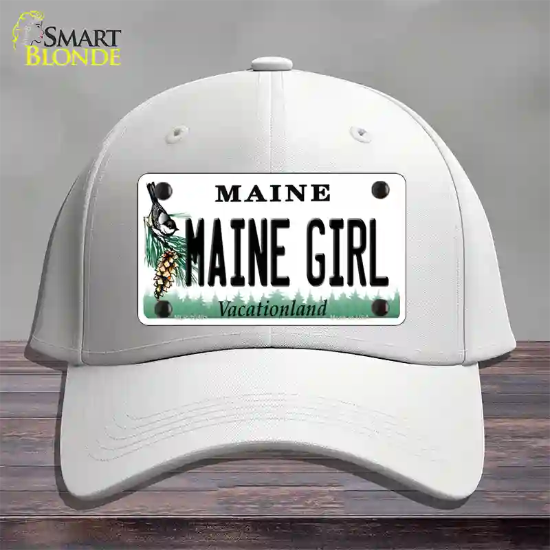 Maine Girl Novelty License Plate Hat Cotton / White