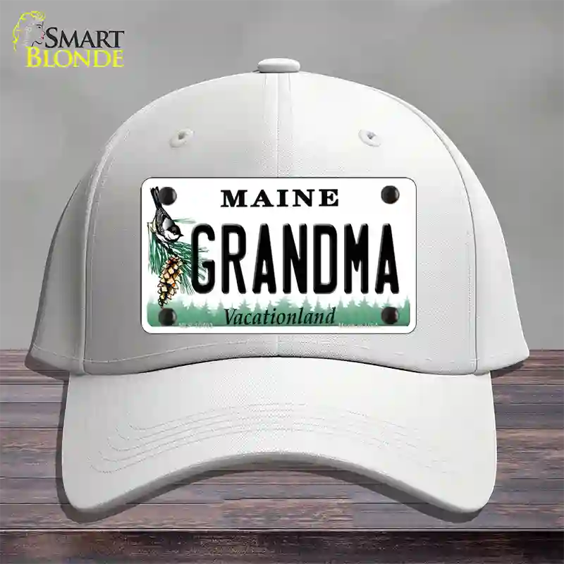 Grandma Maine Novelty License Plate Hat Cotton / White