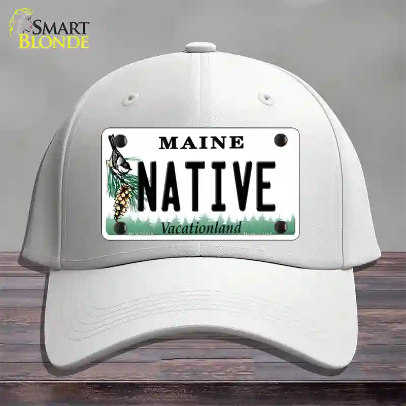 Native Maine Novelty License Plate Hat Cotton / White