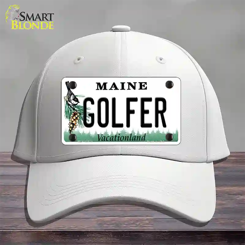 Golfer Maine Novelty License Plate Hat Cotton / White