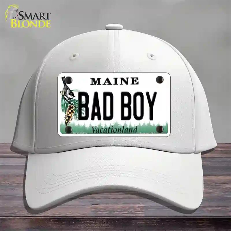 Bad Boy Maine Novelty License Plate Hat Cotton / White