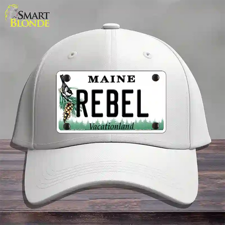 Rebel Maine Novelty License Plate Hat Cotton / White