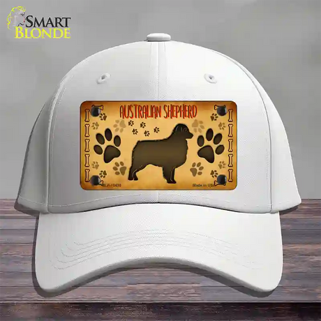 Australian Shepherd Novelty License Plate Hat Cotton / White