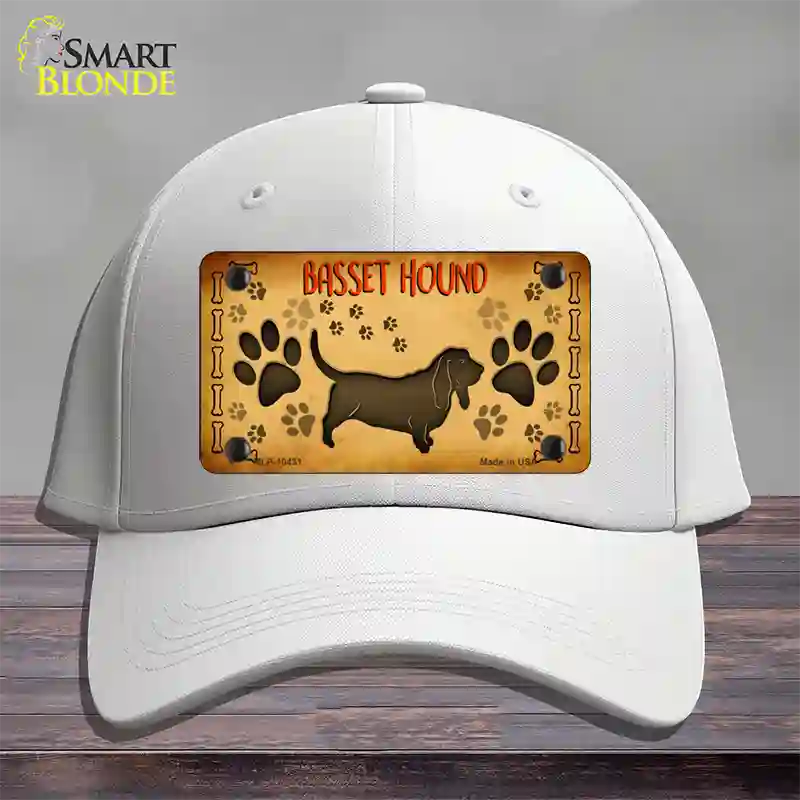 Basset Hound Novelty License Plate Hat Cotton / White