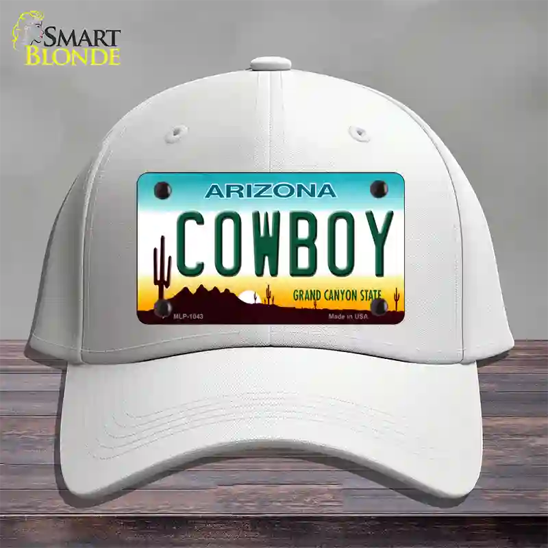 Cowboy Arizona Novelty License Plate Hat Cotton / White