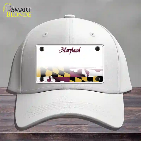 Maryland State Blank Novelty License Plate Hat Cotton / White