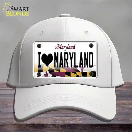 I Love Maryland Novelty License Plate Hat Cotton / White