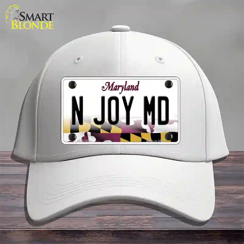 N Joy MD Maryland Novelty License Plate Hat Cotton / White