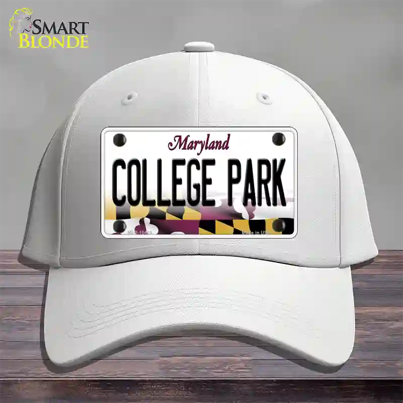 College Park Maryland Novelty License Plate Hat Cotton / White