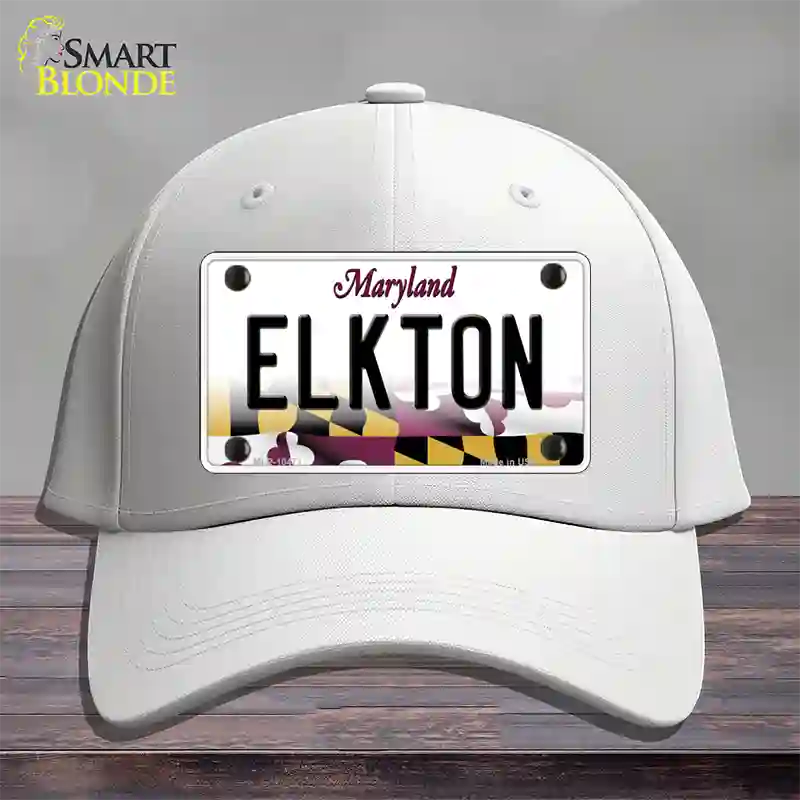 Elkton Maryland Novelty License Plate Hat Cotton / White