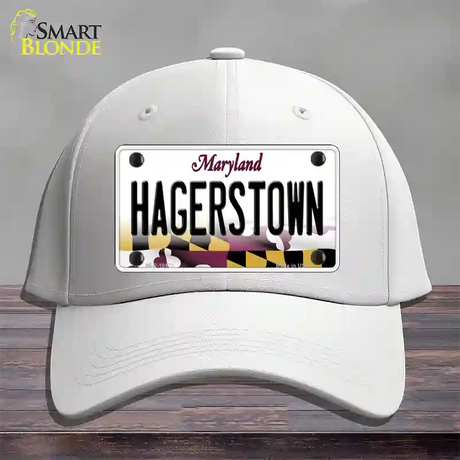 Hagerstown Maryland Novelty License Plate Hat Cotton / White