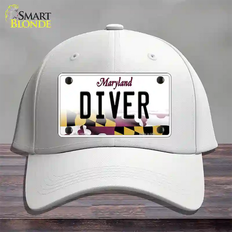 Diver Maryland Novelty License Plate Hat Cotton / White