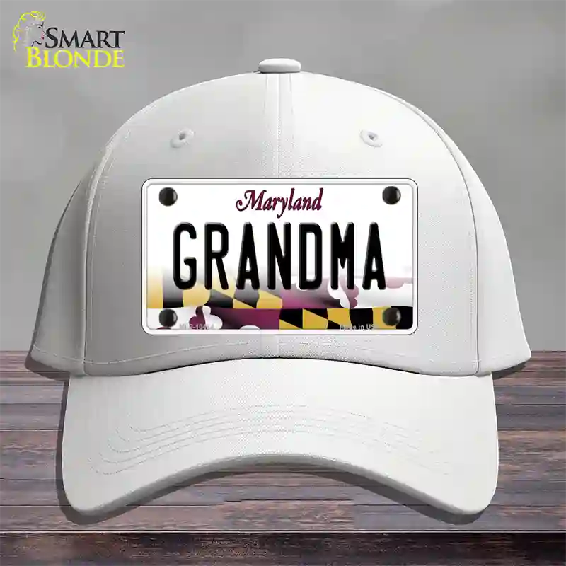 Grandma Maryland Novelty License Plate Hat Cotton / White