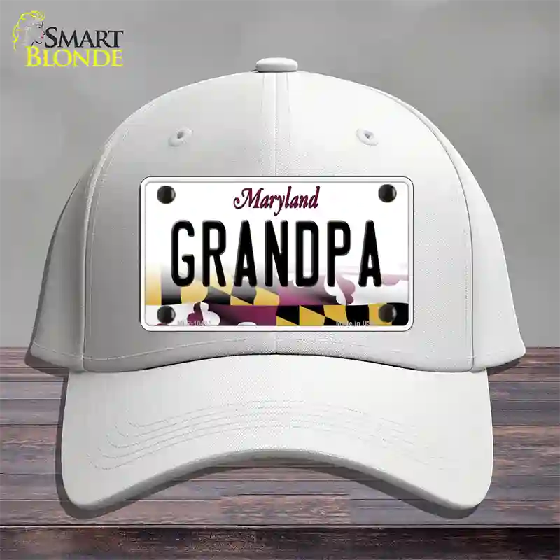 Grandpa Maryland Novelty License Plate Hat Cotton / White