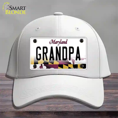 Grandpa Maryland Novelty License Plate Hat Cotton / White