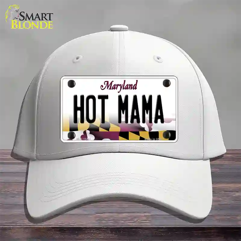 Hot Mama Maryland Novelty License Plate Hat Cotton / White