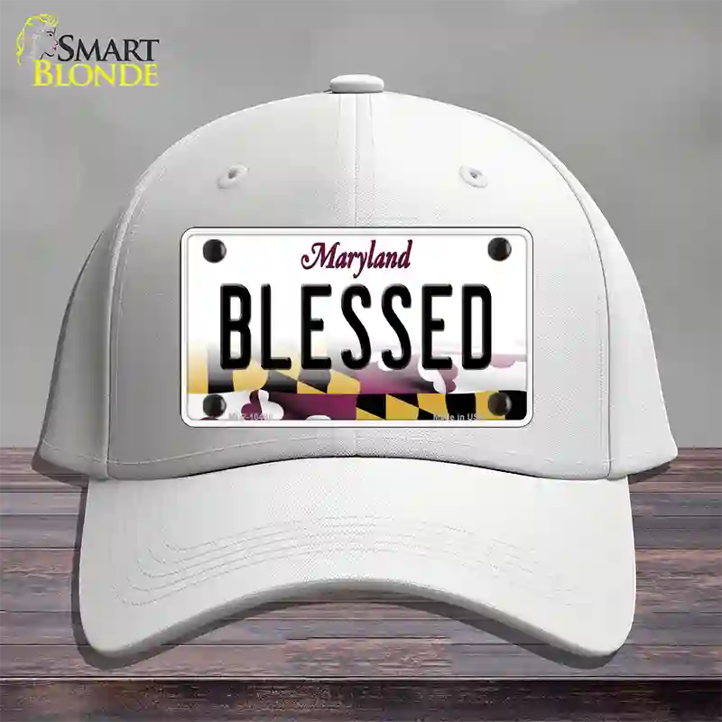 Blessed Maryland Novelty License Plate Hat Cotton / White