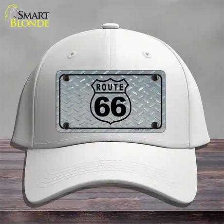 Route 66 Shield Diamond Novelty License Plate Hat Cotton / White