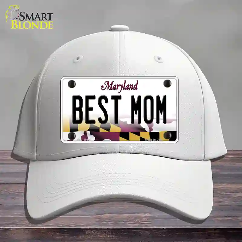 Best Mom Maryland Novelty License Plate Hat Cotton / White