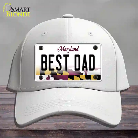 Best Dad Maryland Novelty License Plate Hat Cotton / White