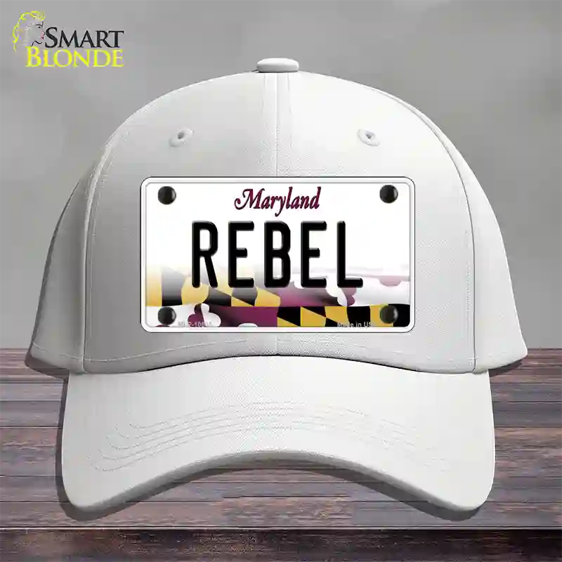 Rebel Maryland Novelty License Plate Hat Cotton / White