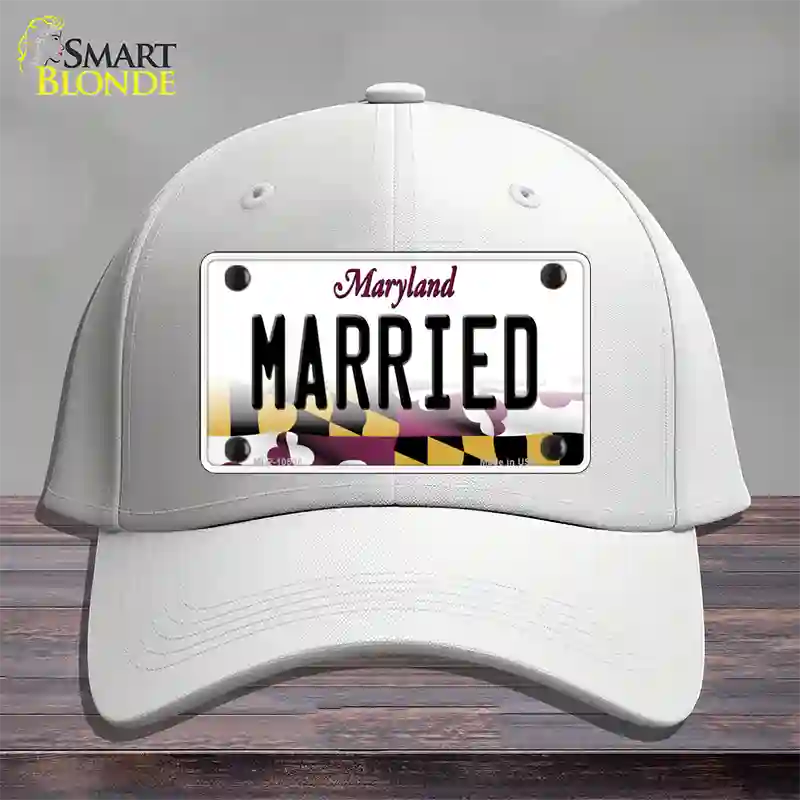 Married Maryland Novelty License Plate Hat Cotton / White