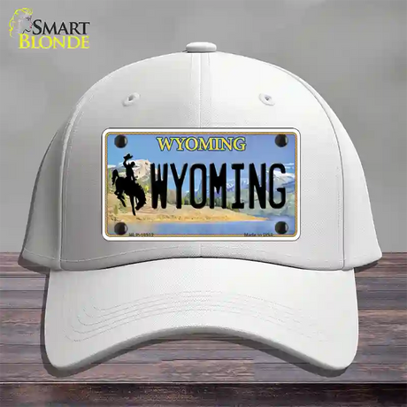 Wyoming Tag Novelty License Plate Hat Cotton / White