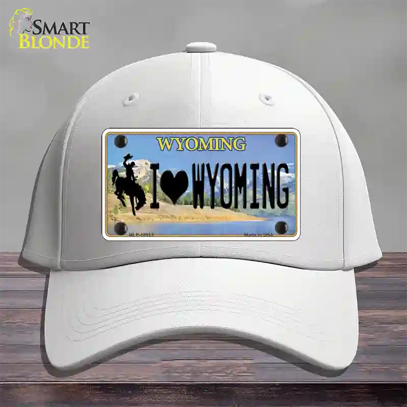 I Love Wyoming Novelty License Plate Hat Cotton / White