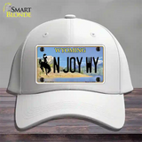 N Joy WY Wyoming Novelty License Plate Hat Cotton / White