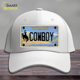 Cowboy Wyoming Novelty License Plate Hat Cotton / White