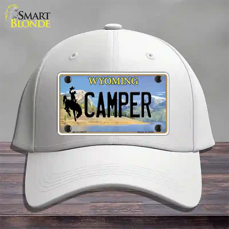 Camper Wyoming Novelty License Plate Hat Cotton / White