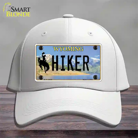 Hiker Wyoming Novelty License Plate Hat Cotton / White