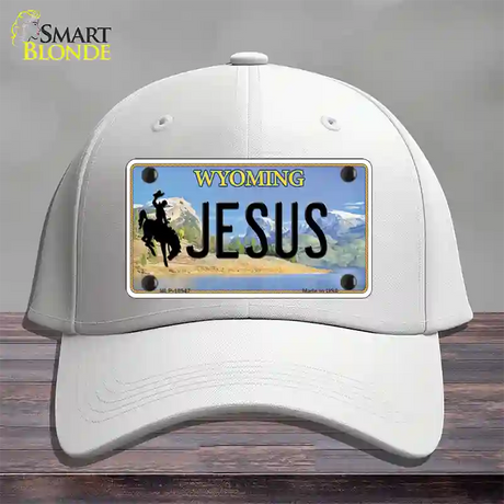 Jesus Wyoming Novelty License Plate Hat Cotton / White