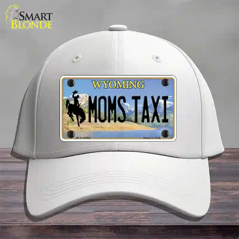 Moms Taxi Wyoming Novelty License Plate Hat Cotton / White