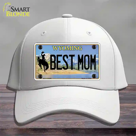 Best Mom Wyoming Novelty License Plate Hat Cotton / White