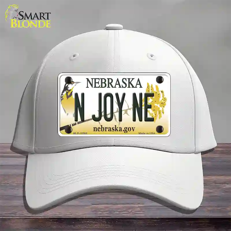 N Joy NE Nebraska Novelty License Plate Hat Cotton / White