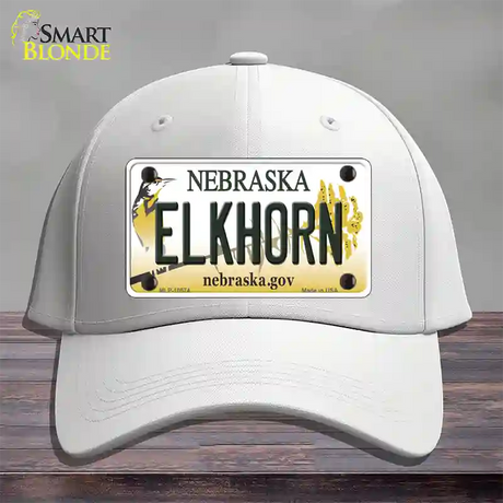 Elkhorn Nebraska Novelty License Plate Hat Cotton / White