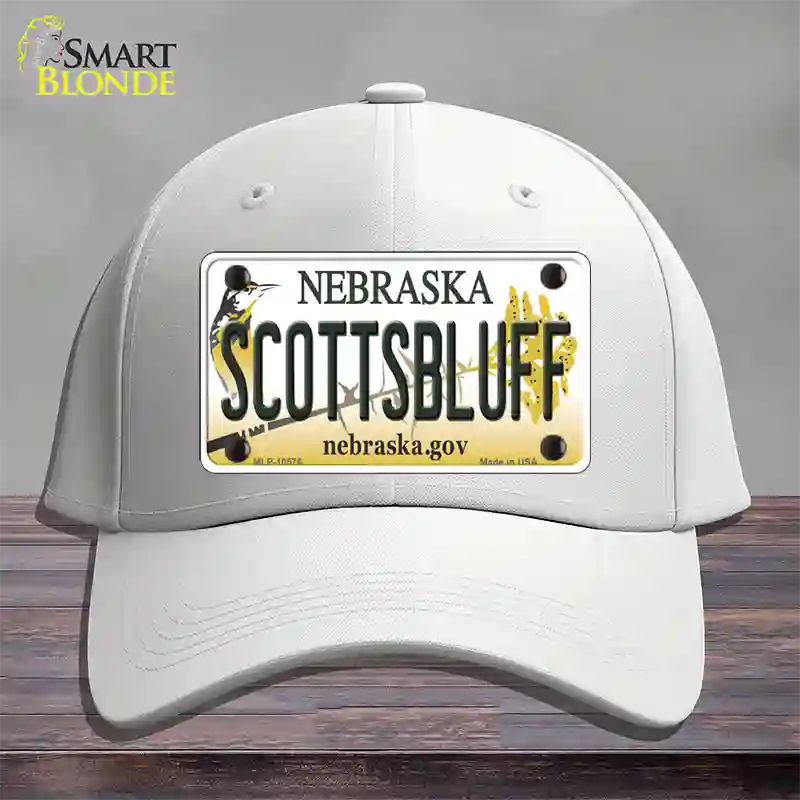 Scottsbluff Nebraska Novelty License Plate Hat Cotton / White