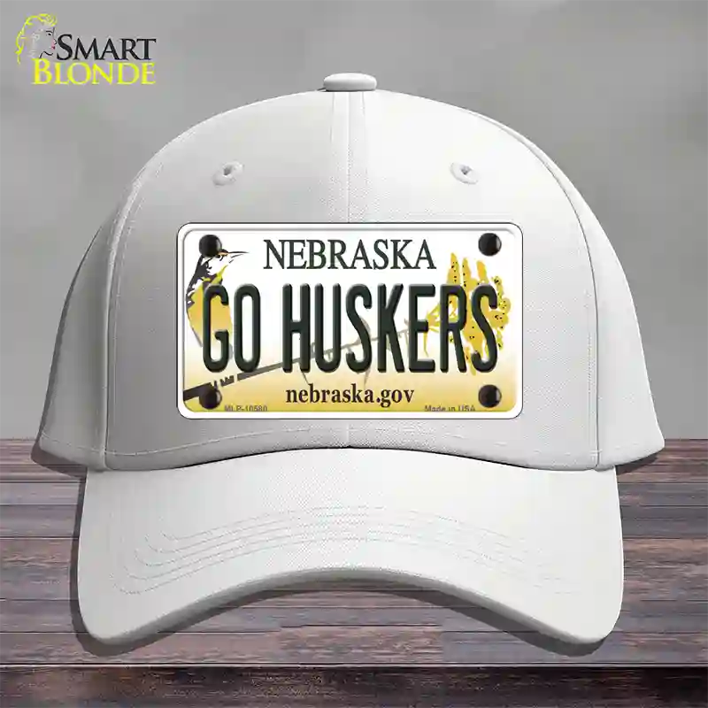 Go Huskers Nebraska Novelty License Plate Hat Cotton / White