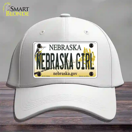 Nebraska Girl Novelty License Plate Hat Cotton / White