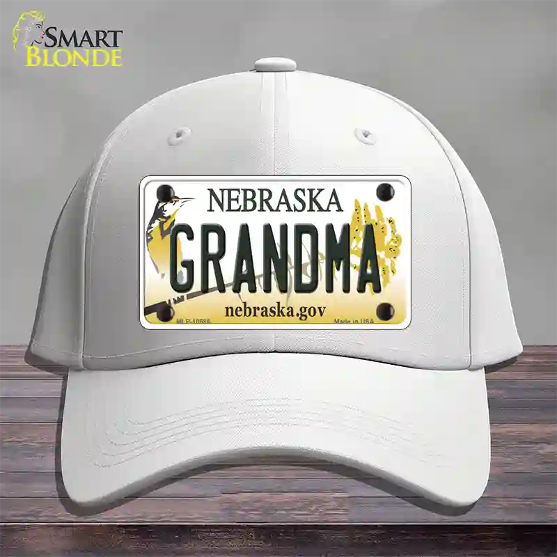 Grandma Nebraska Novelty License Plate Hat Cotton / White