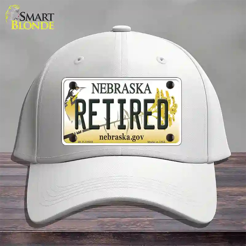 Retired Nebraska Novelty License Plate Hat Cotton / White