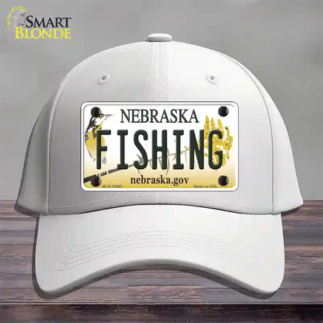 Fishing Nebraska Novelty License Plate Hat Cotton / White