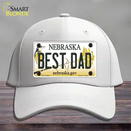 Best Dad Nebraska Novelty License Plate Hat Cotton / White