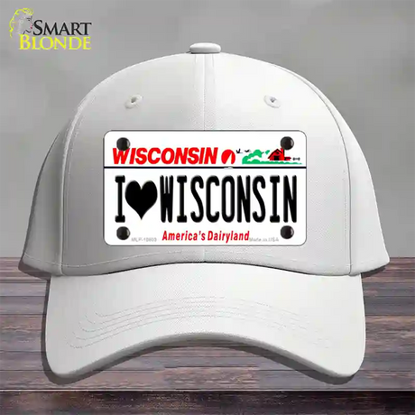 I Love Wisconsin Novelty License Plate Hat Cotton / White